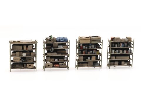 Artitec 4 storage shelves - ready-made, painted - H0 / 1:87 (AR387.434)
