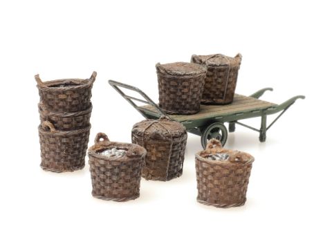 Artitec Platform cargo: fishing baskets with cart - ready-made, painted - H0 / 1:87 (AR387.449)