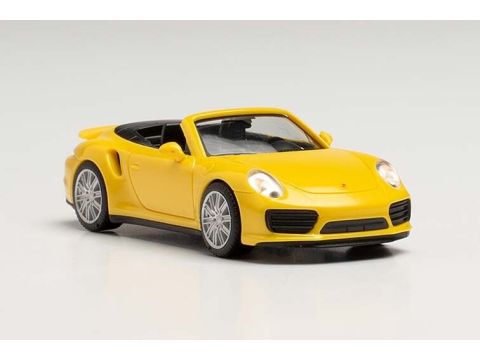 Herpa Porsche 911 Turbo Cabrio, geel - H0 / 1:87 (H028929-002)