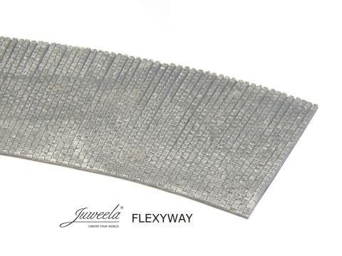 Juweela 1/87 FLEXYWAY old town cobblestone street, 2x curvy section, 30cm - 2xR30cm - H0 / 1:87 (JW28266)