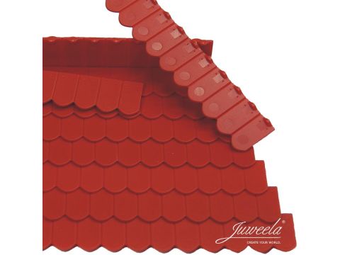 Juweela roof flat row of 12  - brick red - 1.10 x 6.40 x 0.07 cm - 1:32 / 1:35 (JW23241)