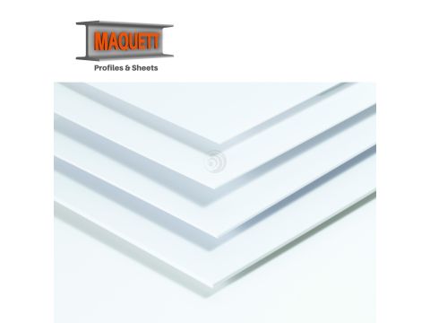 Maquett PVC sheet - Foam - White - 194x320x1,00mm (605-00)