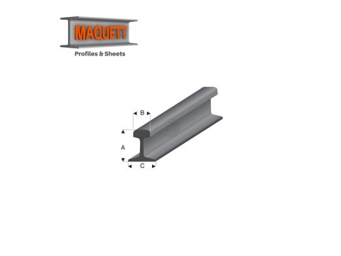 Maquett Styrene Profiles - Railroadprofile G 1:22,5 - Length: 330mm - White - 8,60x7,40mm (460-58-3-v)