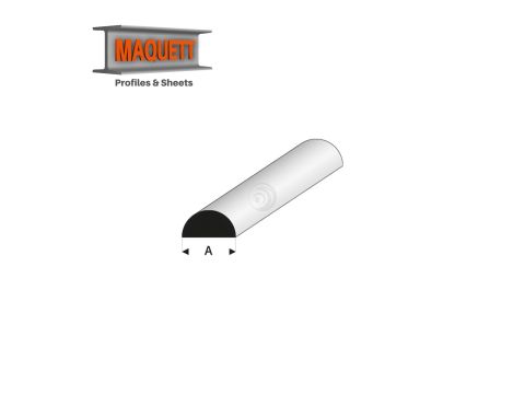 Maquett Styrene Profiles - Half Round Rod - Length: 330mm - White - 2,0mm/0.08" (401-54-3-v)