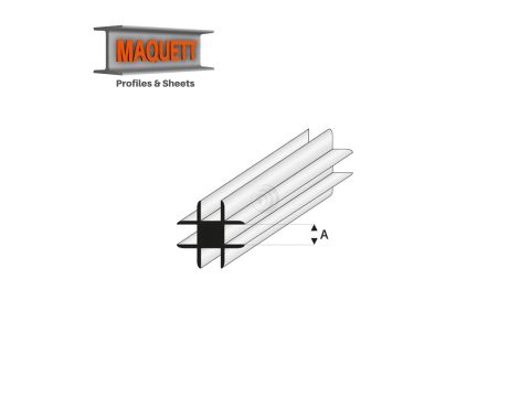Maquett Styrene Profiles - Cross Connector - Length: 330mm - White - 1,0mm/0.04" (448-51-3-v)