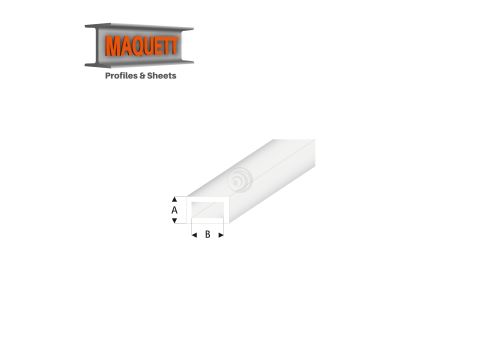 Maquett Styrene Profiles - Rectangular Tube - Length: 330mm - Clear - 2,0x4,0mm/0.08x0.156"  (438-53-3-v)