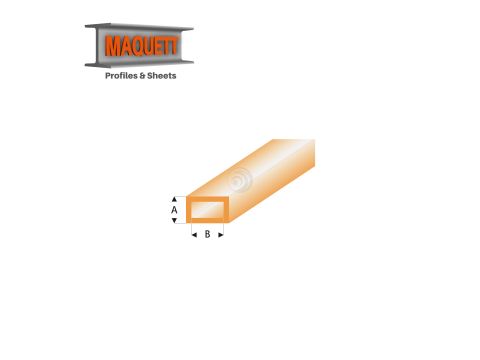 Maquett Styrene Profiles - Rectangular Tube - Length: 330mm - Clear orange - 3,0x6,0mm/0.118x0.236" (441-55-3-v)