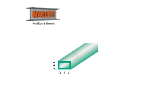 Maquett Styrene Profiles - Rectangular Tube - Length: 330mm - Clear green - 3,0x6,0mm/0.118x0.236" (444-55-3-v)