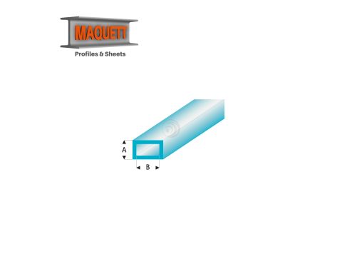 Maquett Styrene Profiles - Rectangular Tube - Length: 330mm - Clear blue - 2,0x4,0mm/0.08x0.156"  (445-53-3-v)
