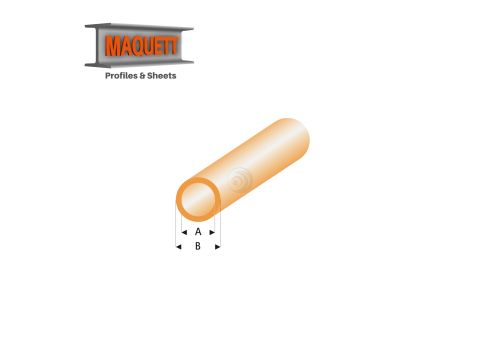 Maquett Styrene Profiles - Tube - Length: 330mm - Clear orange - 3,0x4,0mm/0.118x0.156" (425-55-3-v)