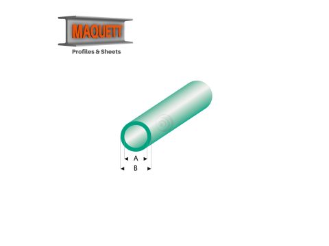 Maquett Styrene Profiles - Tube - Length: 330mm - Clear green - 2,0x3,0mm/0.08x0.118"  (428-53-3-v)