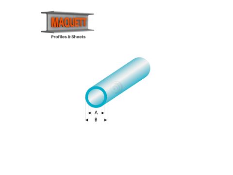 Maquett Styrene Profiles - Tube - Length: 330mm - Clear blue - 2,0x3,0mm/0.08x0.118"  (429-53-3-v)