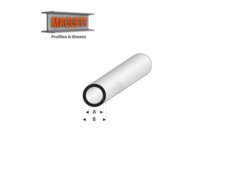 Maquett Styrene Profiles - Round Tube - Length: 330mm - White - 8x9 mm/0.312x0.354" (419-65-3-v)