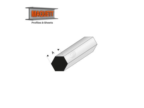 Maquett Styrene Profiles - Hexagonal - Length: 330mm - White - 2,0mm / 0.08" (406-51-3-v)