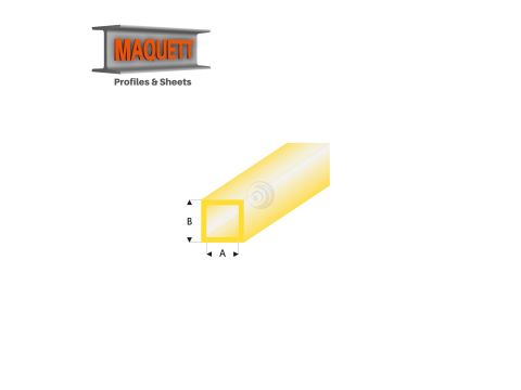Maquett Styrene Profiles - Square Tube - Length: 330mm - Clear Yellow - 2,0x3,0mm/0.080x0.118" (432-53-3-v)