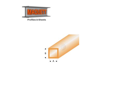 Maquett Styrene Profiles - Square Tube - Length: 330mm - Clear orange - 2,0x3,0mm/0.08x0.118"  (433-53-3-v)