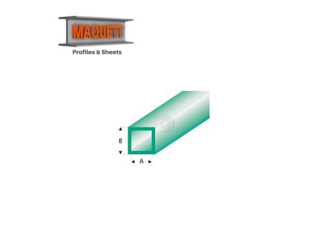 Maquett Styrene Profiles - Square Tube - Length: 330mm - Clear green - 2,0x3,0mm/0.08x0.118"  (436-53-3-v)