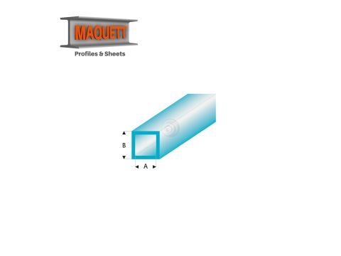 Maquett Styrene Profiles - Square Tube - Length: 330mm - Clear blue - 3,0x4,0mm/0.118x0.156" (437-55-3-v)