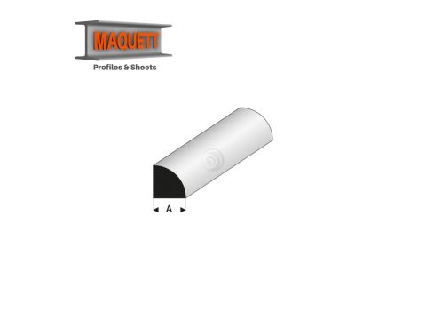 Maquett Styrene Profiles - Quarter Round Rod   - Length: 330mm - White - 1,5mm/0.06"  (402-53-3-v)