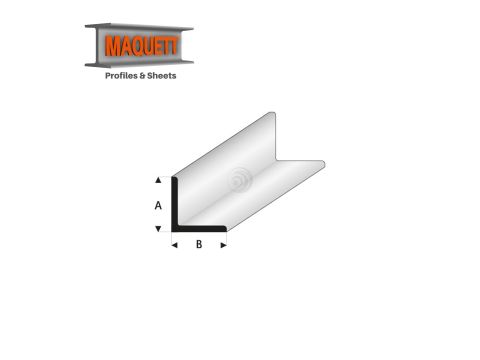 Maquett Styrene Profiles - Angle A=B - Length: 330mm - White - 8,0x8,0mm/0.312x0.312" (416-61-3-v)