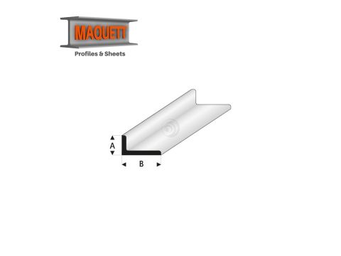 Maquett Styrene Profiles - Angle A=0,5B - Length: 330mm - White - 1,53,0mm/0.06x0.118" (417-51-3-v)