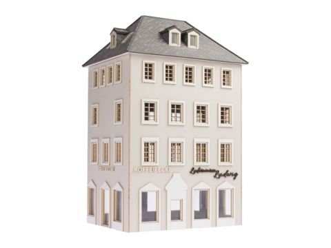 Unique Laser-Cut Building Kit - Town house "Koffer Ecke Ludwig" - L: 113mm x B: 87mm x H: 190mm - H0 / 1:87 (01-04-001)