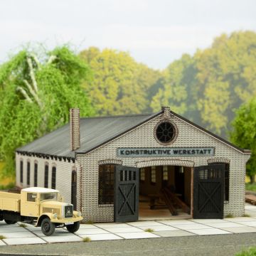 Unique Laser-Cut Building Kit - Construction workshop - L: 214mm x B: 128mm x H: 90mm - H0 / 1:87 (10-0047-04)