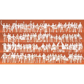 Preiser Railway personnel and passengers. 120 unpainted figures. Kit - H0 / 1:87 (PR16325)