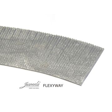Juweela 1/87 FLEXYWAY old town cobblestone street, 2x curvy section, 30cm - 2xR30cm - H0 / 1:87 (JW28266)