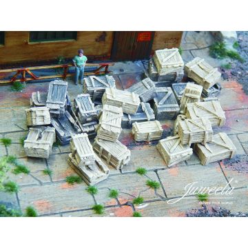 Juweela Old wooden boxes - light and dark - 16x + 16x - H0 / 1:87 (JW28307)