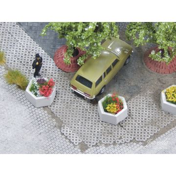Juweela Plant box concrete - hexagon - 5x - H0 / 1:87 (JW28254)