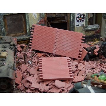 Juweela DEBRIS WALL SECTIONS - BRICK-RED -  - 1:35 (JW23317)