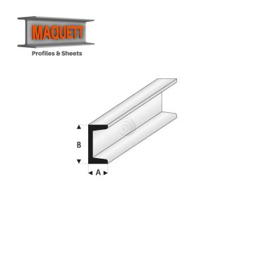 Maquett Styrene Profiles - Channel   - Length: 330mm - White - 2,0x4,0mm/0.08x0.156"  (412-55-3-v)