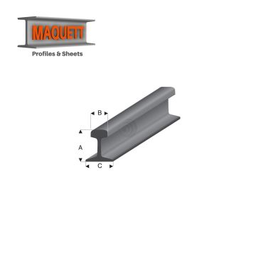 Maquett Styrene Profiles - Railroadprofile G 1:22,5 - Length: 330mm - White - 8,60x7,40mm (460-58-3-v)