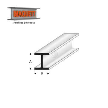 Maquett Styrene Profiles - H-Column - Length: 330mm - White - 5,0x5,0mm/0.197x0.197" (415-58-3-v)
