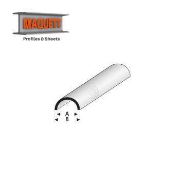 Maquett Styrene Profiles - Half Round Hollow   - Length: 330mm - White - 5,0x7,0mm/0.197x0.275" (403-56-3-v)