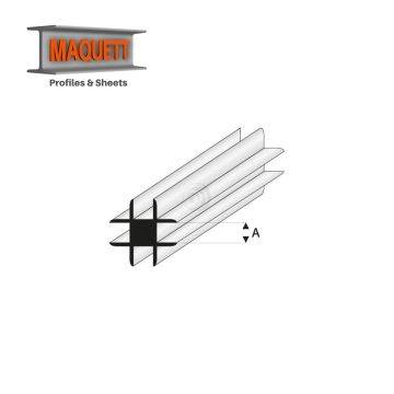 Maquett Styrene Profiles - Cross Connector - Length: 330mm - White - 1,5mm/0.06" (448-52-3-v)