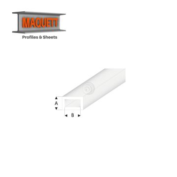 Maquett Styrene Profiles - Rectangular Tube - Length: 330mm - Clear - 2,0x4,0mm/0.08x0.156"  (438-53-3-v)
