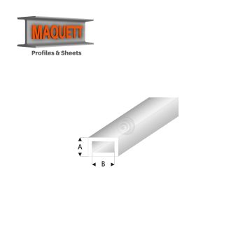Maquett Styrene Profiles - Rectangular Tube - Length: 330mm - Clear White - 2,0x4,0mm/0.08x0.156"  (439-53-3-v)