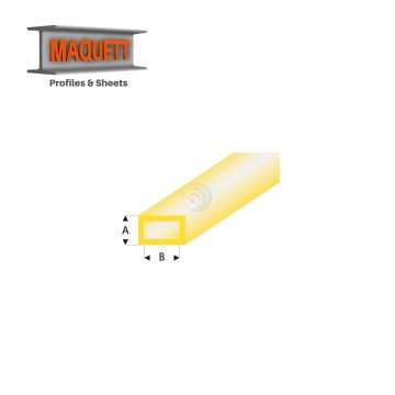 Maquett Styrene Profiles - Rectangular Tube - Length: 330mm - Clear Yellow - 3,0x6,0mm/0.118x0.236" (440-55-3-v)