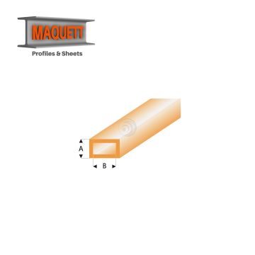 Maquett Styrene Profiles - Rectangular Tube - Length: 330mm - Clear orange - 2,0x4,0mm/0.08x0.156"  (441-53-3-v)