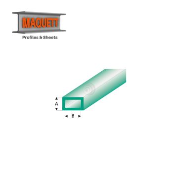 Maquett Styrene Profiles - Rectangular Tube - Length: 330mm - Clear green - 3,0x6,0mm/0.118x0.236" (444-55-3-v)