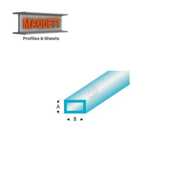 Maquett Styrene Profiles - Rectangular Tube - Length: 330mm - Clear blue - 2,0x4,0mm/0.08x0.156"  (445-53-3-v)