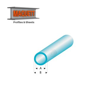 Maquett Styrene Profiles - Tube - Length: 330mm - Clear blue - 5,0x6,0mm/0.197x0.236" (429-59-3-v)