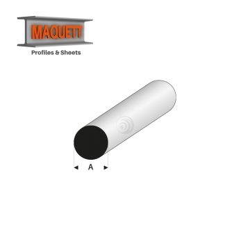 Maquett Styrene Profiles - Round Rod - Length: 330mm - White - 6mm/0.236" (400-61-3-v)