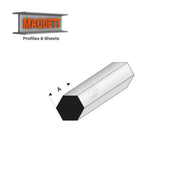 Maquett Styrene Profiles - Hexagonal - Length: 330mm - White - 5,0mm / 0.197" (406-55-3-v)