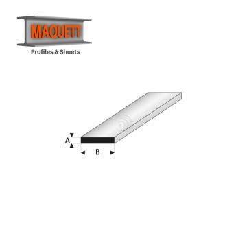 Maquett Styrene Profiles - Strip     - Length: 330mm - White - 1,0x4,5mm/0.04"x0.177" (409-57-3-v)