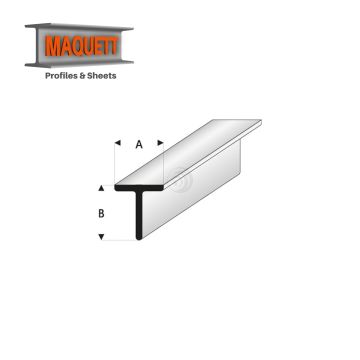 Maquett Styrene Profiles - T-Beam    - Length: 330mm - White - 3,53,5mm/0.138x0.138" (413-55-3-v)
