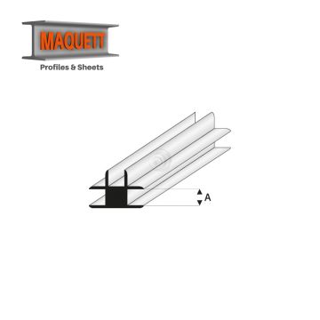 Maquett Styrene Profiles - T-Connector - Length: 330mm - White - 4,0mm/0.156" (447-55-3-v)