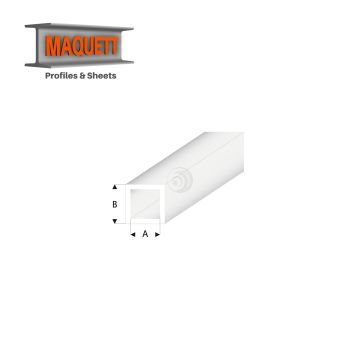 Maquett Styrene Profiles - Square Tube - Length: 330mm - Clear - 2,0x3,0mm/0.08x0.118"  (430-53-3-v)